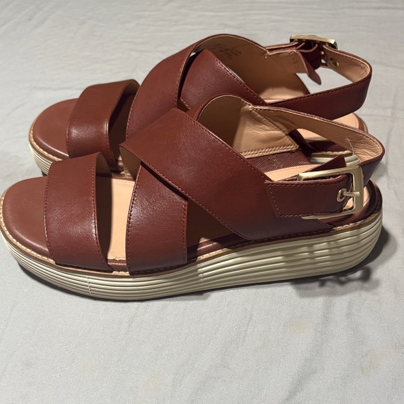Women COLE HAAN Brown Strappy Platform Sandals SIZE: 6.5 B - Picture 4 of 9